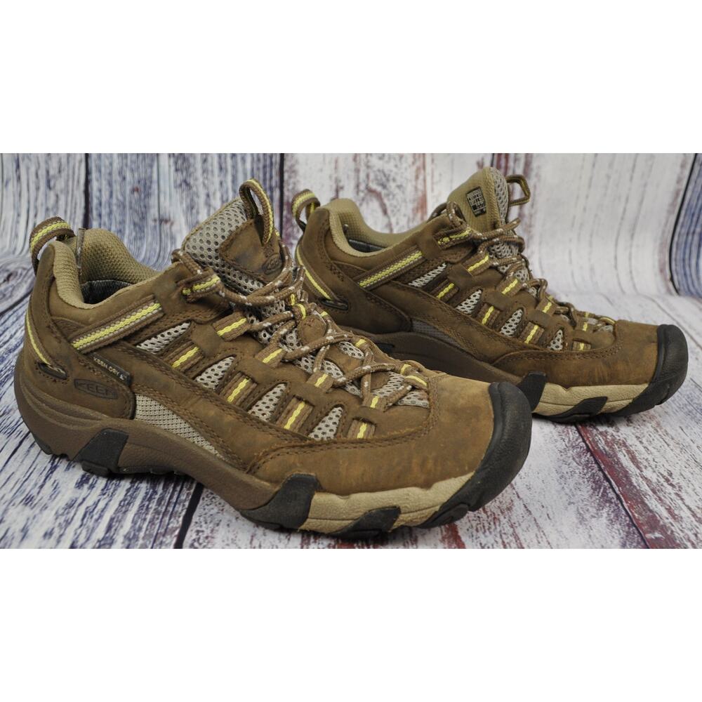 Keen Alamosa Low Women's Trail Hiking Leather Shoes Sz 7 Brown W/Yellow Accents